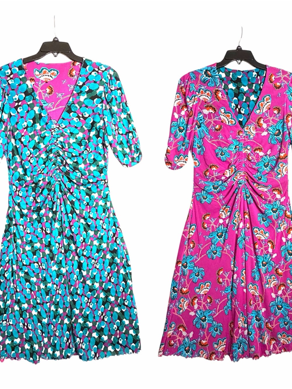 Diane Von Furstenburg Koren Reversible Midi Dress Nylon Ruched Lined SEE MSRMNTS